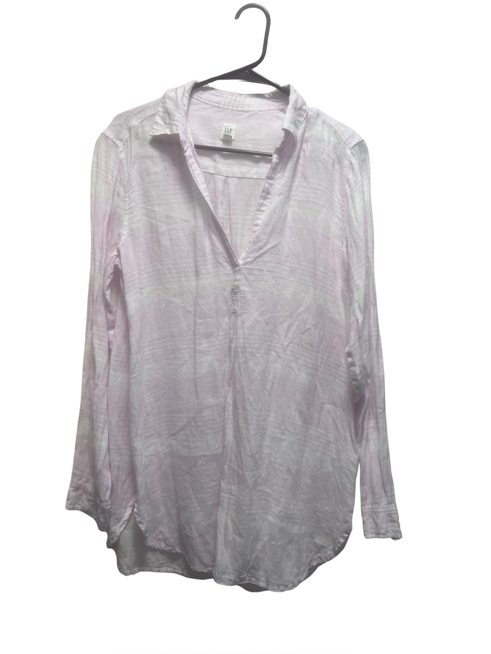 GAP  Linen Light Pink Long-Sleeve Tunic Top (Bin 1-33)